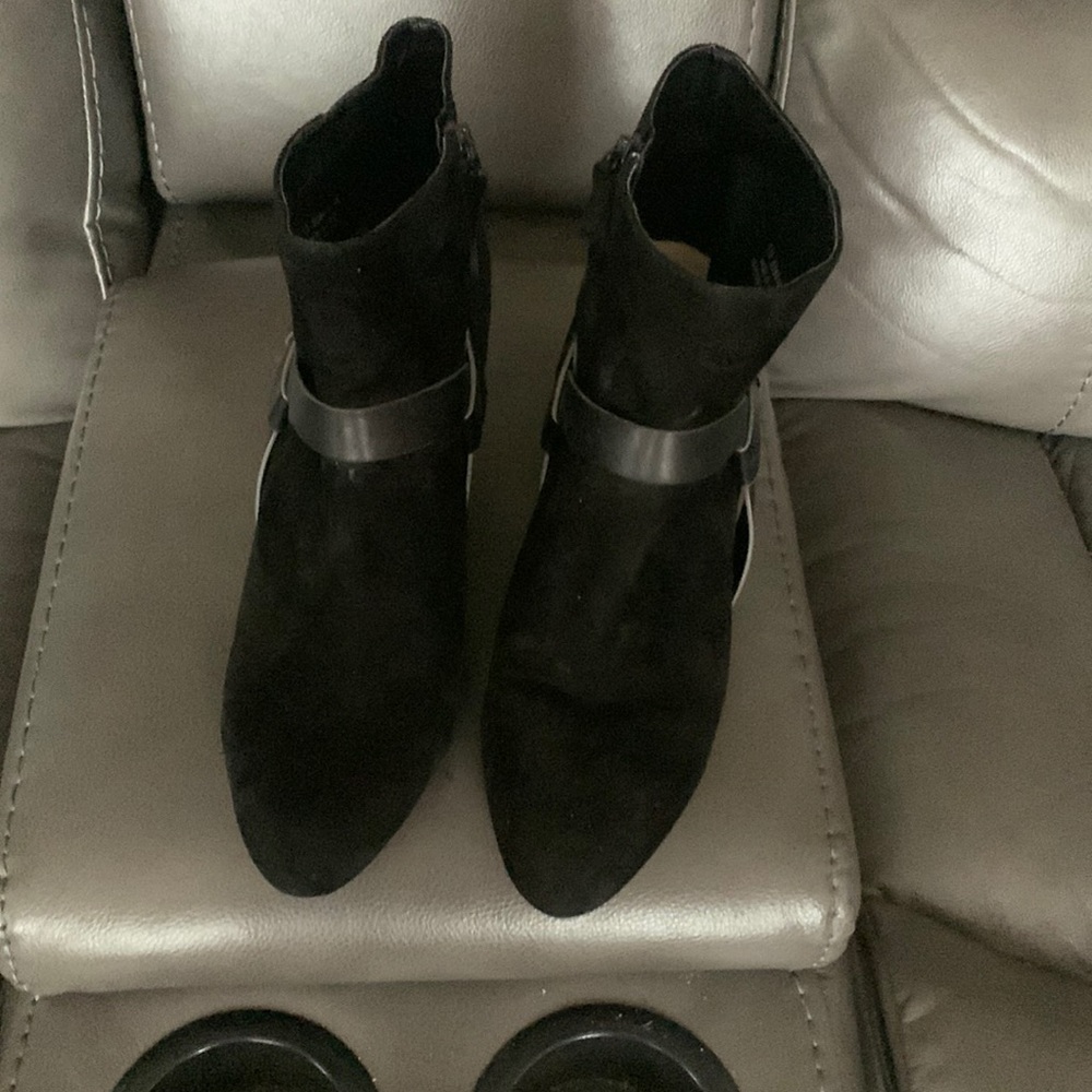 Cole Haan black ankle boot with leather straps.  Size 11B.